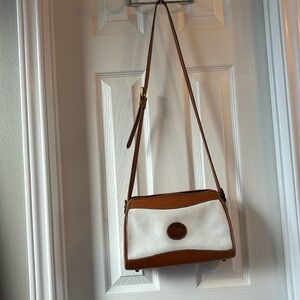 Dooney and Burke  leather shoulders bag , white and honey color.